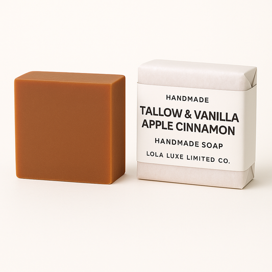 Bar of soap and its packaging with 'Lola Luxe Limited Co.' branding on a white background